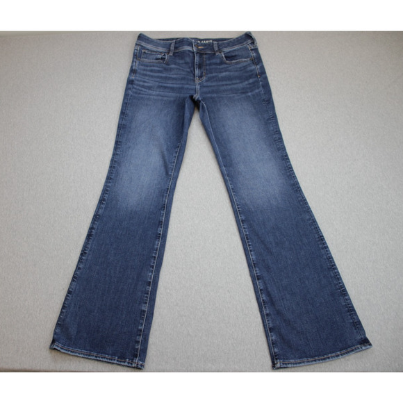 American Eagle Jeans Womens Size 14 Long Blue Kick Boot Stretch Medium Wash - Picture 1 of 8